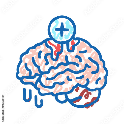 brain bleed stoppage icon doodle illustration