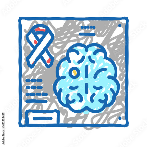 neuro-oncology researching icon doodle illustration
