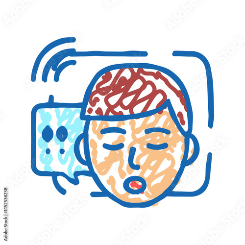 snoring patient problem icon doodle illustration