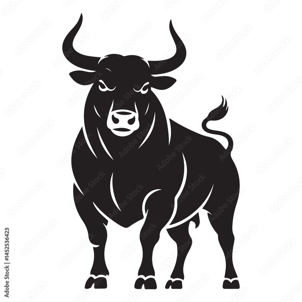linear paint draw bull Vector Black silhouettes. with white background linear paint draw bull Vector Black silhouettes. with white background