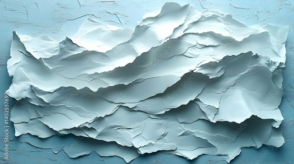Crumpled White Paper on Blue Textured Background Crumpled White Paper on Blue Textured Background