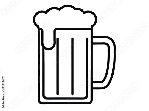 Beer mug outline silhouette, Two clinking beer mugs icon vector illustration. Two Clinking Beer Mugs Line Art
