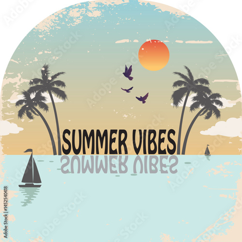 Summer vibes. Beach modern abstract art. Enjoy beach life. Sunshine paradise graphic print design. Enjoy beach life. Summer vibes artwork. Surf club design.