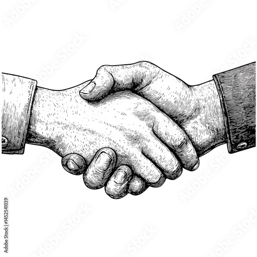 Vintage hand shake, black sketch, old engraving style, woodcut vector illustration, retro etching design, antique handshake drawing, classic vintage clipart, woodcut handshake,