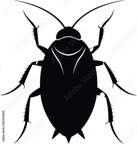 cockroach silhouette line art vector illustration. Cockroach pest or roach infestation line art vector icon. Cockroach vector icon symbol