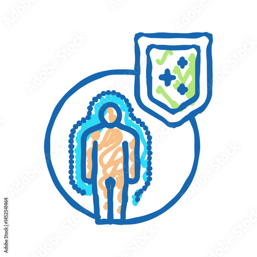 body immunity defense icon doodle illustration