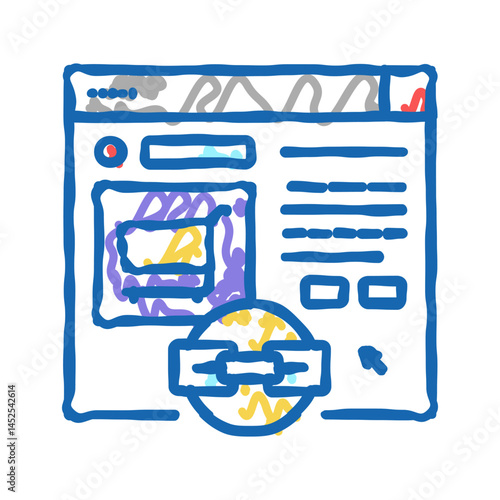e-commerce link building icon doodle illustration