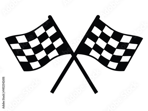 Two crossed checkered Flag NASCAR Racing, Crossed checkered flag outline, Crossed checkered flag clipart design.
