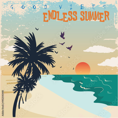 Beach good vibes. Beach modern abstract art. Enjoy beach life. Sunshine paradise graphic print design. Enjoy beach life. Summer vibes artwork. Surf club.