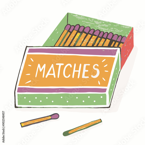 Colorful Matchbox with Matches Displayed, Illustrating Everyday Utility in a Fun and Artistic Way