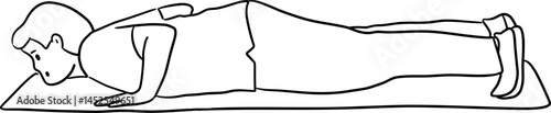 exercise posture push up line art style clipart