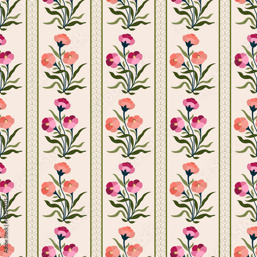 Hand drawn colourful geometric flowers, seamless patterns with floral for fabric, textiles, clothing, wrapping paper, backdrop, banner, illustration, abstract backgrounds.
