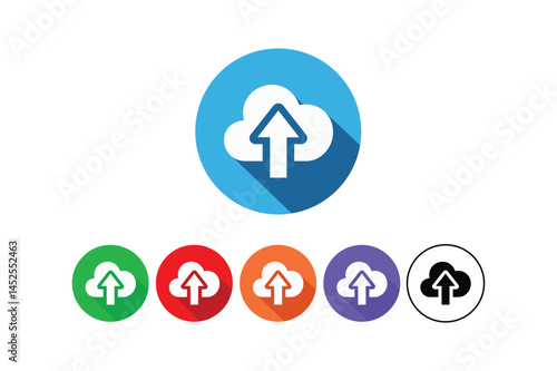 Internet Cloud Icons for Data Transfer, flat design cloud icons, internet cloud storage icons