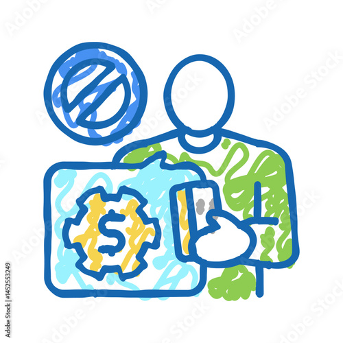 underbanked account icon doodle illustration