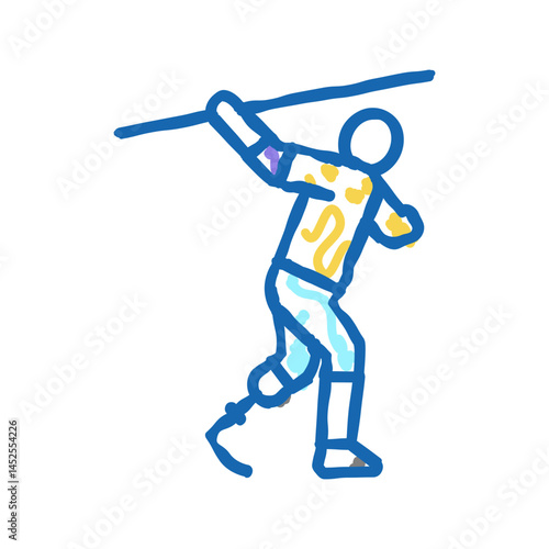 javelin-throwing handicapped athlete icon doodle illustration