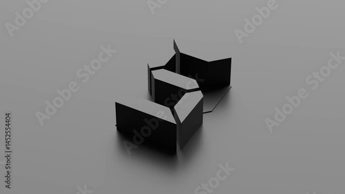 Minimal 3D numeric geometry with matte surface and abstract symmetry 3D animation. Can be used in motion branding design, futuristic UI concepts or procedural form visualizations