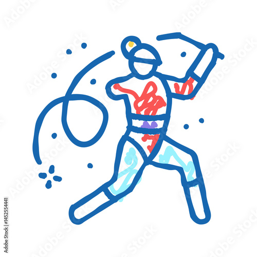 rhythmic gymnastics handicapped athlete icon doodle illustration