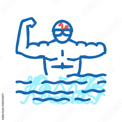 swimming handicapped athlete icon doodle illustration