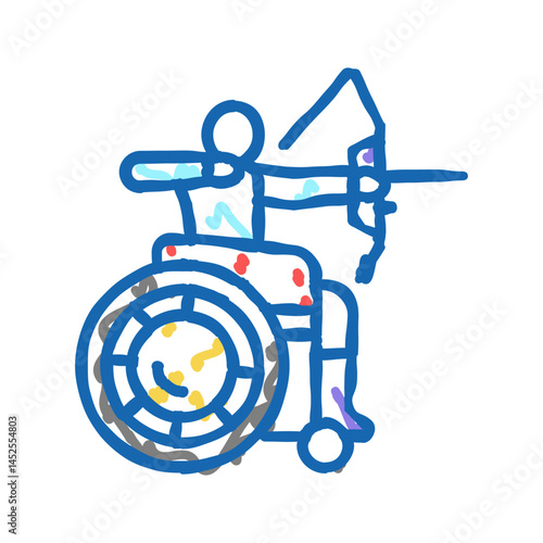 archery handicapped athlete icon doodle illustration