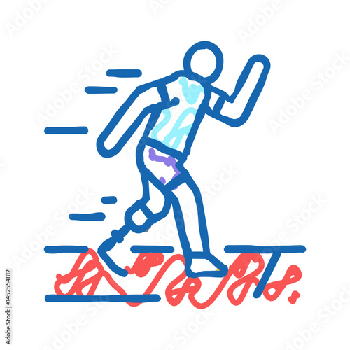 running runner handicapped athlete icon doodle illustration