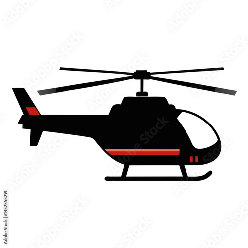 Explore the skies with this detailed black helicopter vector image for your design projects featuring aviation isolated on transparent background