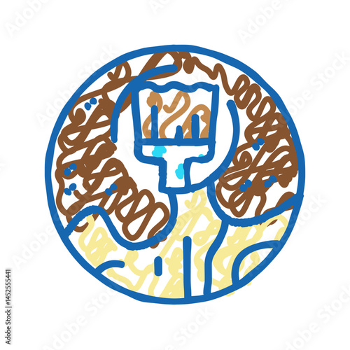 staining hardwood floor icon doodle illustration