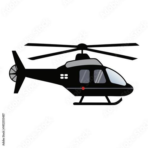 Black helicopter illustration vector graphic for transportation aviation and travel related design projects isolated on transparent background