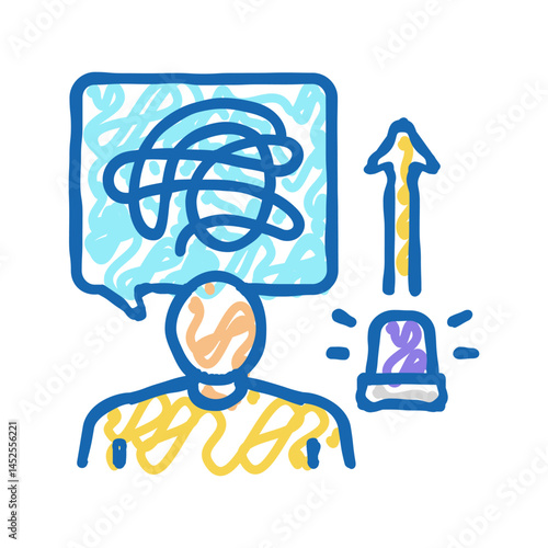 increased errors or accidents icon doodle illustration
