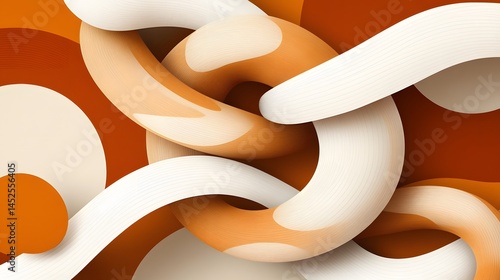 Abstract Orange and Beige 3D Wave Pattern Background