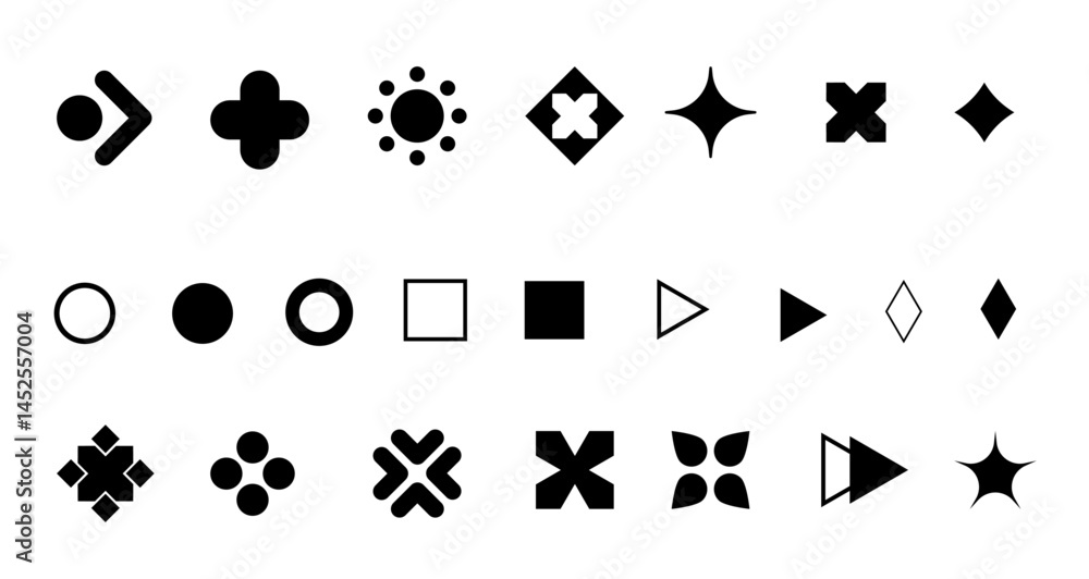 Flèche and arrow bullet list icons for PowerPoint presentations. Bullet point collection with arrow designs, ideal for slide presentations. Vector illustration.