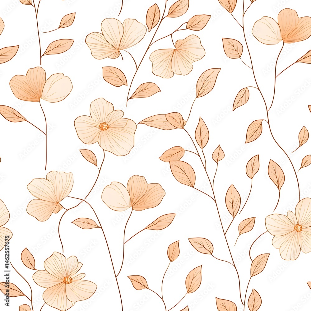 Delicate floral pattern in peach and beige tones. Delicate floral pattern in peach and beige tones.