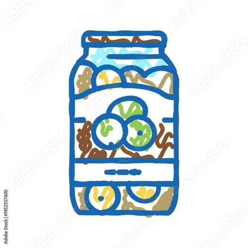 seaming olive in bottle icon doodle illustration