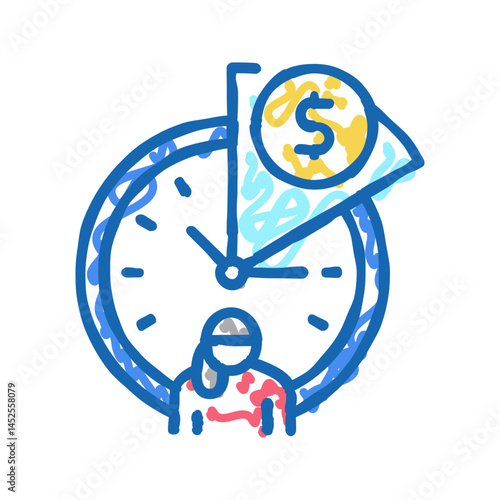 hourly babysitting rates icon doodle illustration