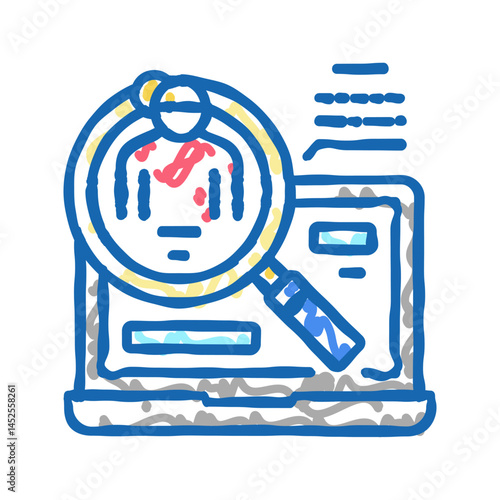 search babysitter in internet icon doodle illustration