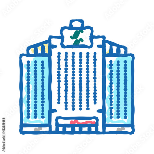 office skyscraper building icon doodle illustration