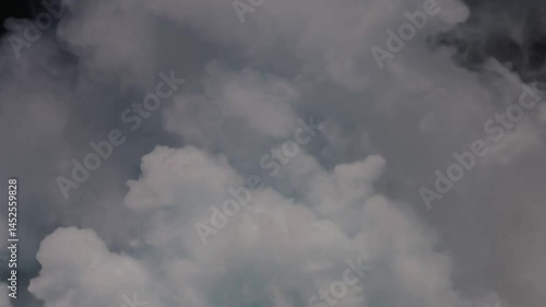 Rising Wall of Endless Smoke Steam Loop on Black Background	