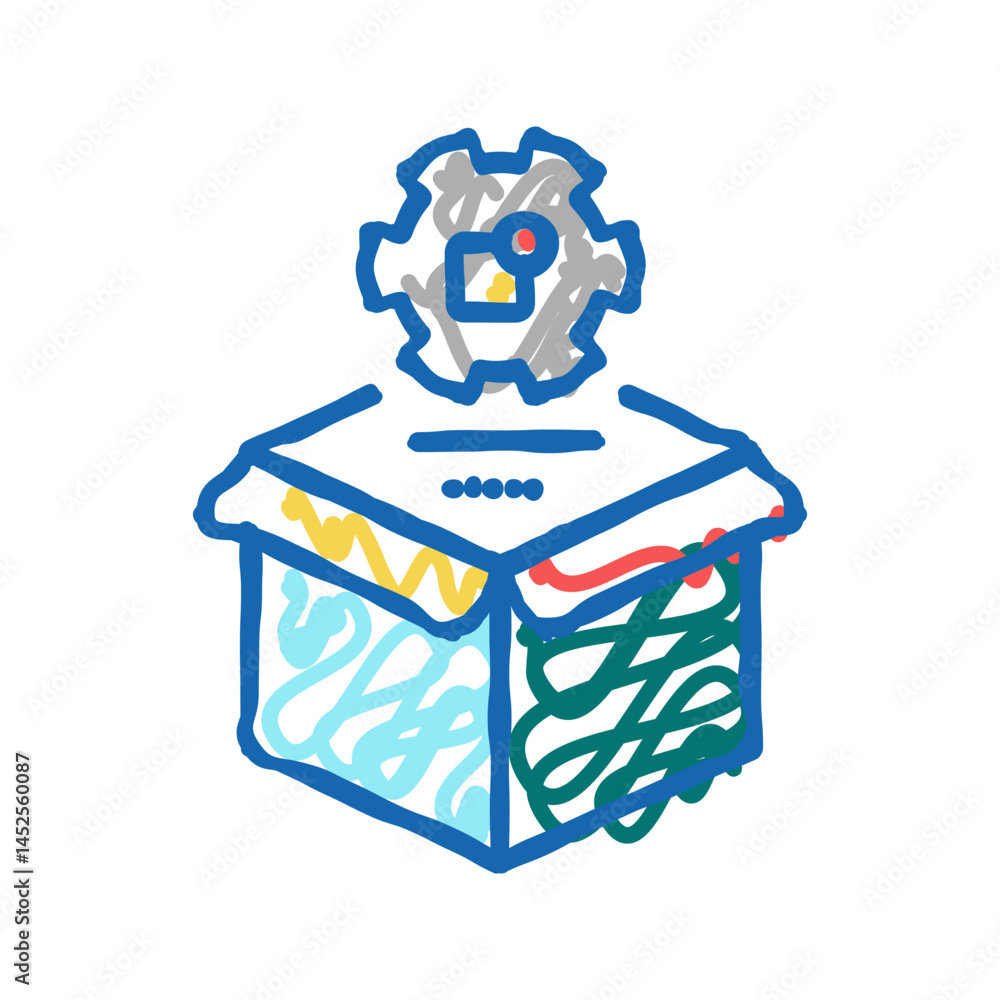 Obraz premium production process icon doodle illustration