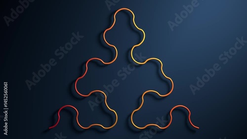 Sierpinski triangle with recursive fractal pattern and geometric symmetry 3D animation. Can be used to illustrate mathematical aesthetics, generative design or sacred geometry concepts