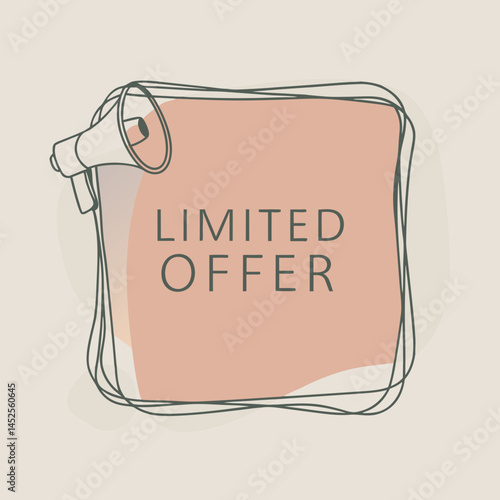 Limited Offer announcement design with megaphone in modern style