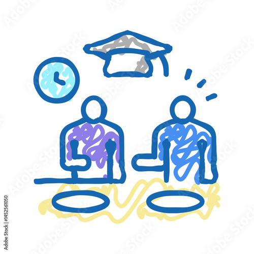 campus canteen icon doodle illustration