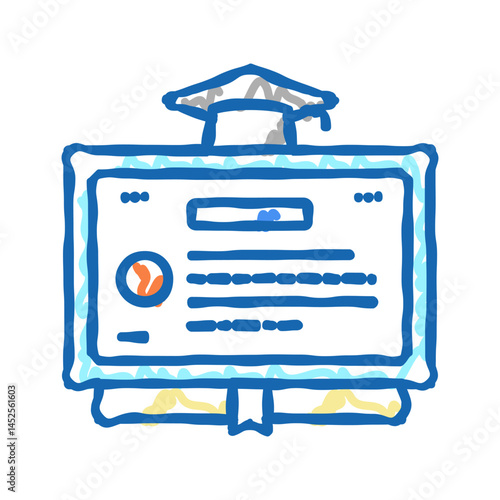 diploma education certificate icon doodle illustration