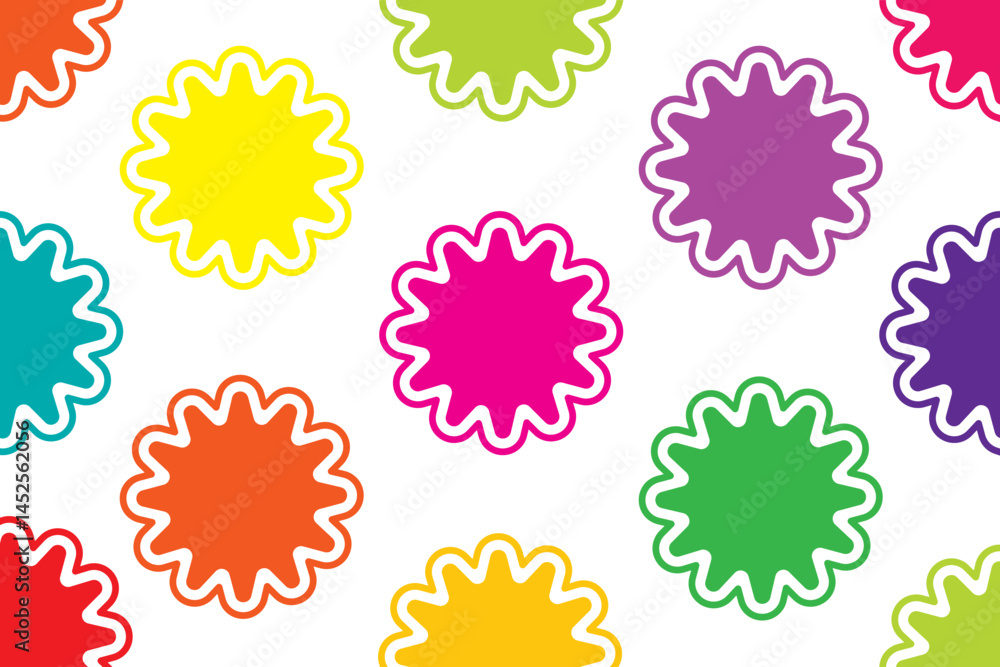 This design features a pattern of colorful star shapes. This design features a pattern of colorful star shapes.