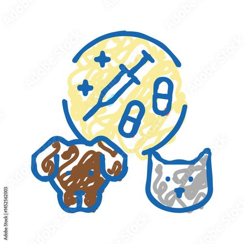 pain management animal icon doodle illustration