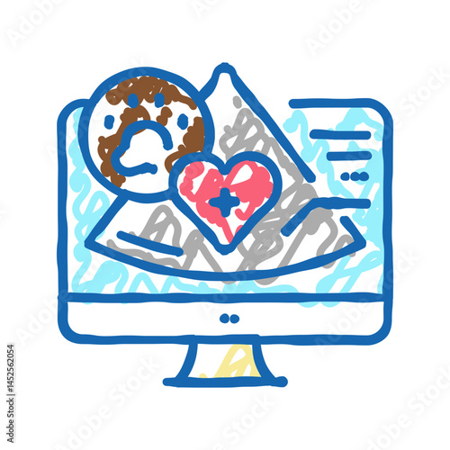 echocardiogram examining medical equipment icon doodle illustration