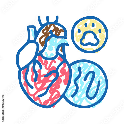 heartworm disease icon doodle illustration