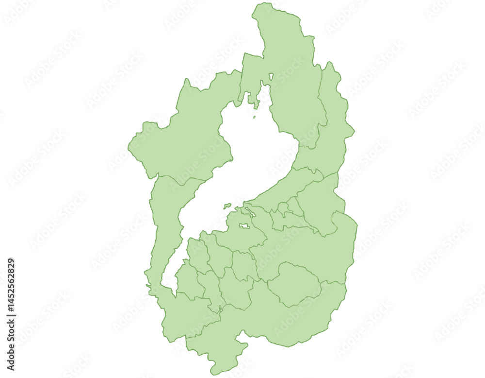 Obraz premium 滋賀県 地図 黄緑 イラスト