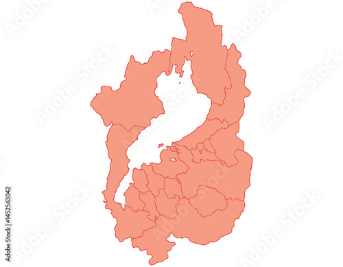 滋賀県　地図　赤　イラスト