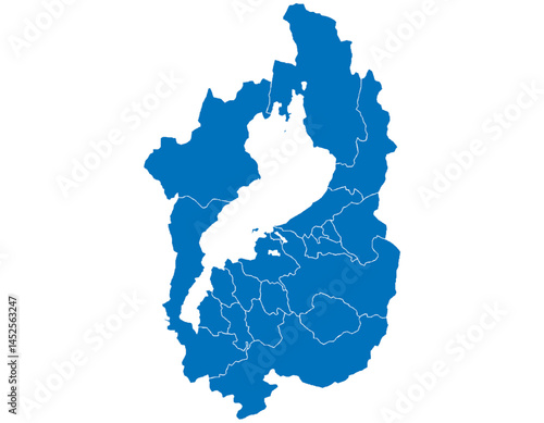 滋賀県　地図　ブルー　イラスト