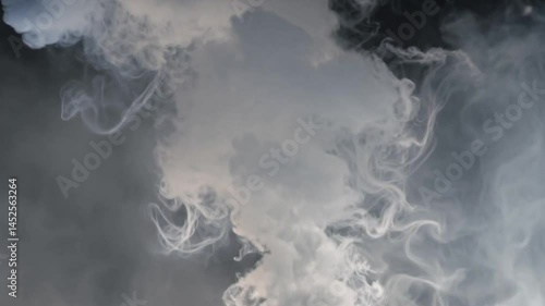 Rising Wall of Endless Smoke Steam Loop on Black Background	