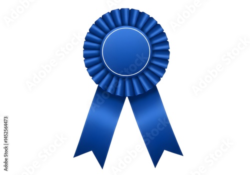 Blue rosette award graphic isolated on white background